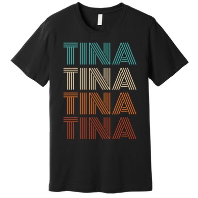 Vintage Tina First Name Pattern Tina Premium T-Shirt