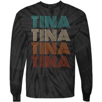 Vintage Tina First Name Pattern Tina Tie-Dye Long Sleeve Shirt