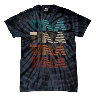 Vintage Tina First Name Pattern Tina Tie-Dye T-Shirt