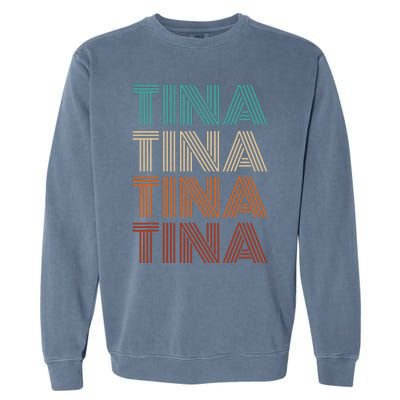 Vintage Tina First Name Pattern Tina Garment-Dyed Sweatshirt