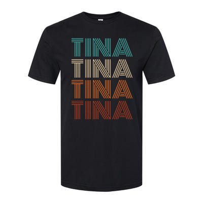 Vintage Tina First Name Pattern Tina Softstyle CVC T-Shirt