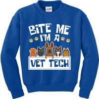 Vet Tech Funny Gift Veterinary Technician Bite Me Im A Vet Tech Gift Kids Sweatshirt