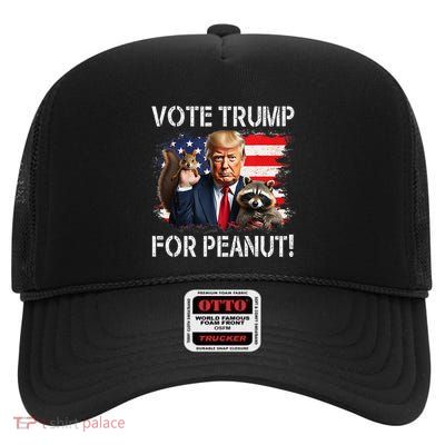 Vote Trump For Peanut The Squirrel Gift High Crown Mesh Back Trucker Hat