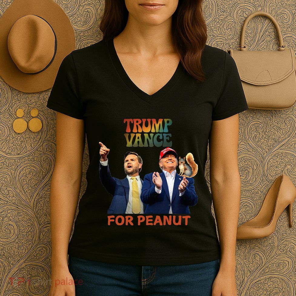 Vote Trump For Peanut The Squirrel Quotes Trump &Vance Women's V-Neck T-Shirt