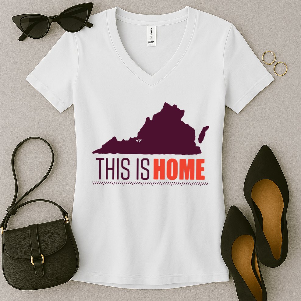 Virginia Tech Football Win This Is Home Women's V-Neck T-Shirt