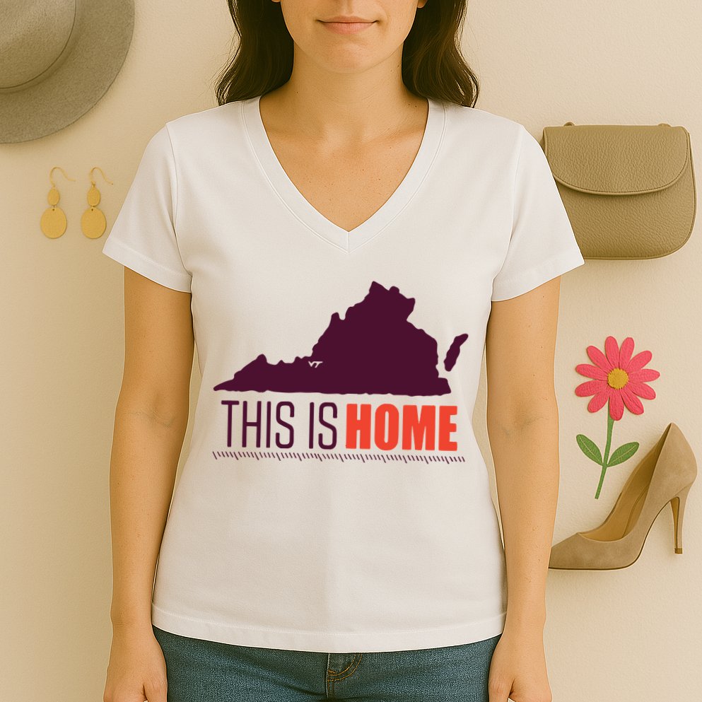 Virginia Tech Football Win This Is Home Women's V-Neck T-Shirt
