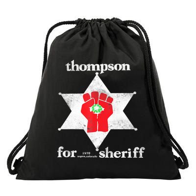 Vintage Thompsons For Sheriff Retro 1970 Distressed Tee Drawstring Bag