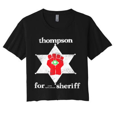 Vintage Thompsons For Sheriff Retro 1970 Distressed Tee Crop Top