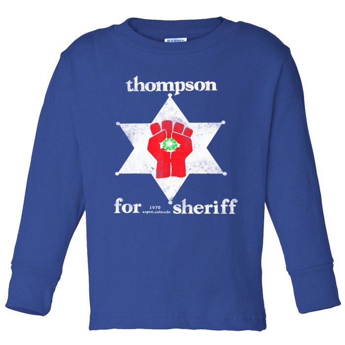 Vintage Thompsons For Sheriff Retro 1970 Distressed Tee Toddler Long Sleeve Shirt