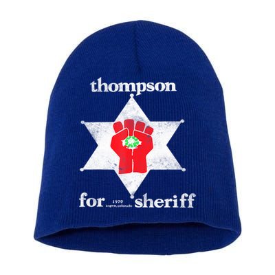 Vintage Thompsons For Sheriff Retro 1970 Distressed Tee Short Acrylic Beanie