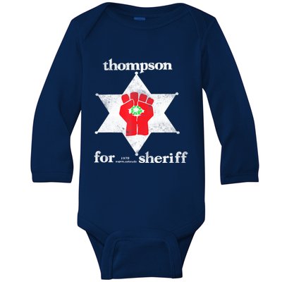 Vintage Thompsons For Sheriff Retro 1970 Distressed Tee Baby Long Sleeve Bodysuit