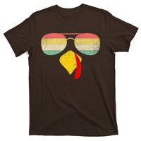 Vintage Turkey Face Thanksgiving With Sunglasses Boys Girls T-Shirt