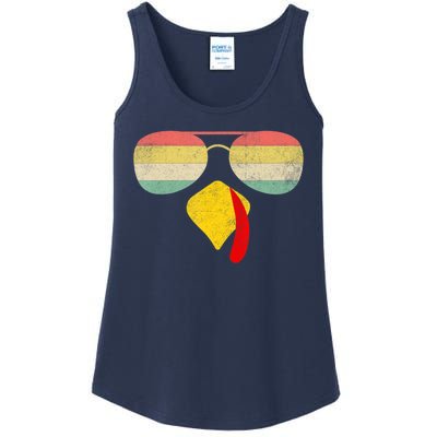 Vintage Turkey Face Thanksgiving With Sunglasses Boys Girls Ladies Essential Tank