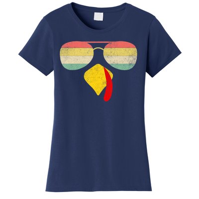 Vintage Turkey Face Thanksgiving With Sunglasses Boys Girls Women's T-Shirt