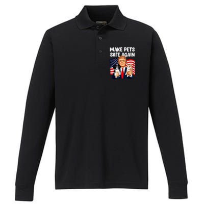 Vote Trump Funny Save Our Pets Trump Make Pets Safe Again Gift Performance Long Sleeve Polo