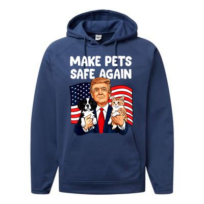 Vote Trump Funny Save Our Pets Trump Make Pets Safe Again Gift Performance Fleece Hoodie