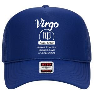 Virgo Traits Funny Zodiac Design Gift For Virgo Cool Gift High Crown Mesh Back Trucker Hat