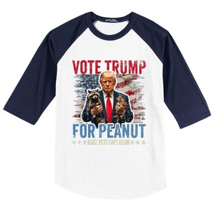 Vote Trump For Peanut The Squirrel Baseball Sleeve Shirt