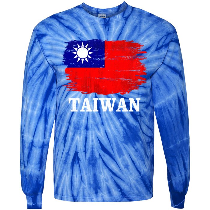 Vintage Taiwan Flag For Taiwanese Gift Cute Gift Tie-Dye Long Sleeve Shirt