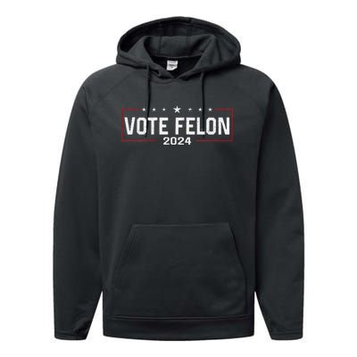 Vote Trump Felon 2024 Bold Political Humor Performance Fleece Hoodie