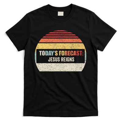 Vintage TodayS Forecast Jesus Reigns Funny Christian Pun T-Shirt