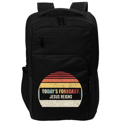 Vintage TodayS Forecast Jesus Reigns Funny Christian Pun Impact Tech Backpack