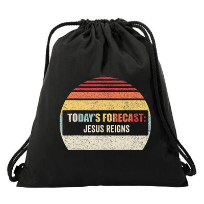 Vintage TodayS Forecast Jesus Reigns Funny Christian Pun Drawstring Bag
