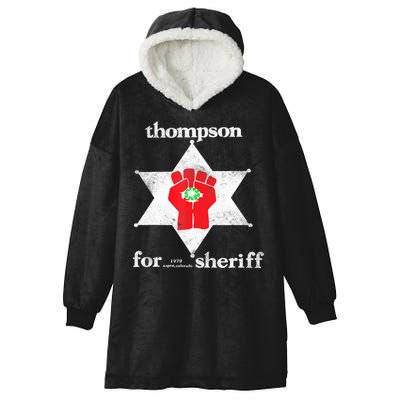 Vintage Thompsons For Sheriff Retro 1970 Distressed Tee Hooded Wearable Blanket