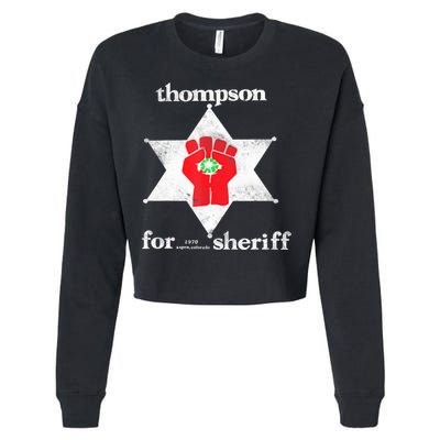 Vintage Thompsons For Sheriff Retro 1970 Distressed Tee Cropped Pullover Crew