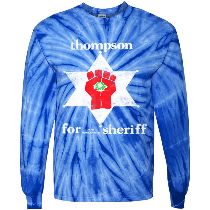 Vintage Thompsons For Sheriff Retro 1970 Distressed Tee Tie-Dye Long Sleeve Shirt