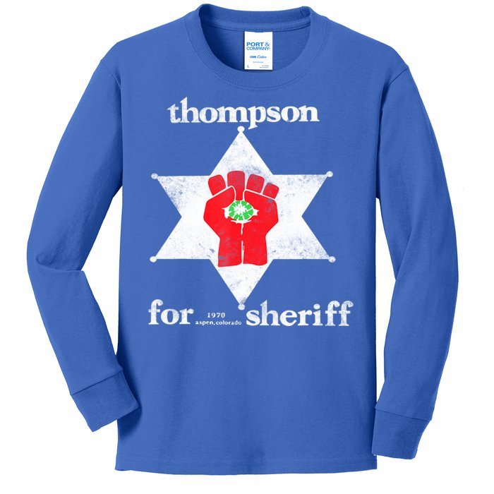 Vintage Thompsons For Sheriff Retro 1970 Distressed Tee Kids Long Sleeve Shirt