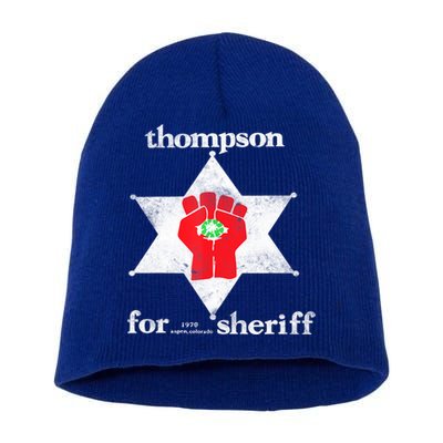 Vintage Thompsons For Sheriff Retro 1970 Distressed Tee Short Acrylic Beanie