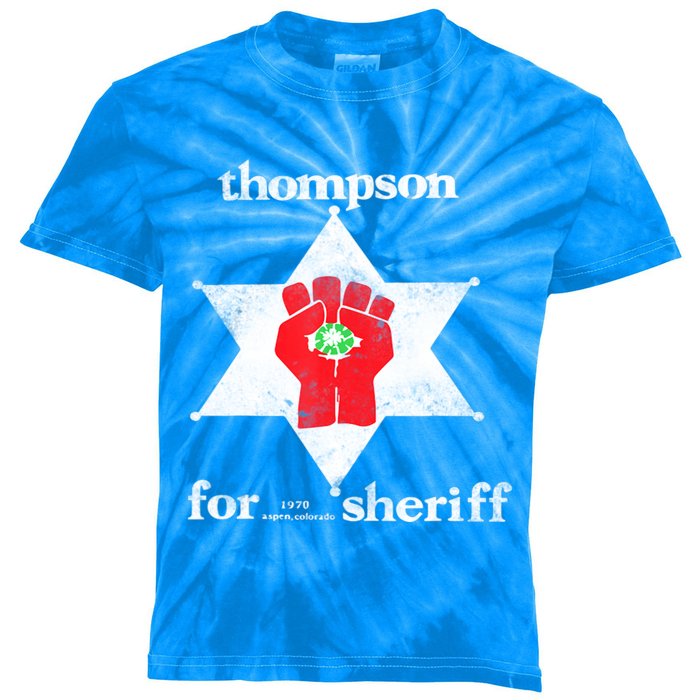 Vintage Thompsons For Sheriff Retro 1970 Distressed Tee Kids Tie-Dye T-Shirt