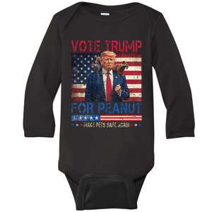 Vote Trump For Peanut The Squirrel Make Pets Safe Again Baby Long Sleeve Bodysuit