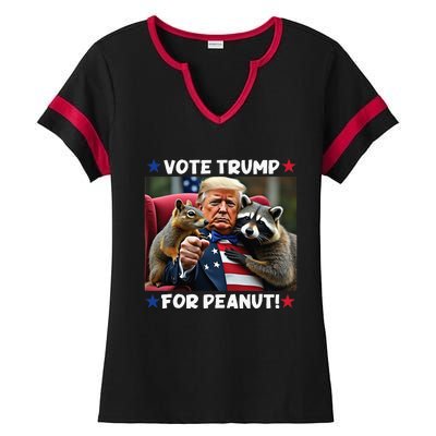 Vote Trump For Peanut The Squirrel Justice For Peanut Ladies Halftime Notch Neck Tee