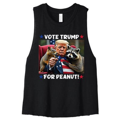 Vote Trump For Peanut The Squirrel Justice For Peanut Women's Racerback Cropped Tank