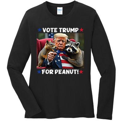 Vote Trump For Peanut The Squirrel Justice For Peanut Ladies Long Sleeve Shirt