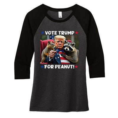 Vote Trump For Peanut The Squirrel Justice For Peanut Women's Tri-Blend 3/4-Sleeve Raglan Shirt