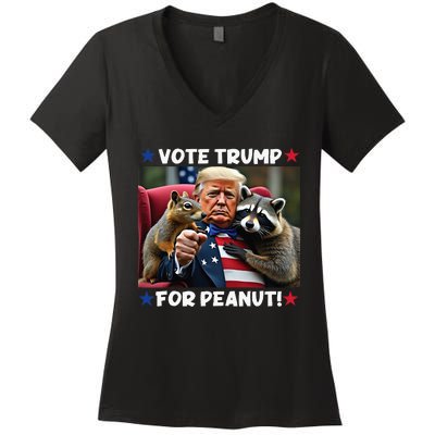 Vote Trump For Peanut The Squirrel Justice For Peanut Women's V-Neck T-Shirt