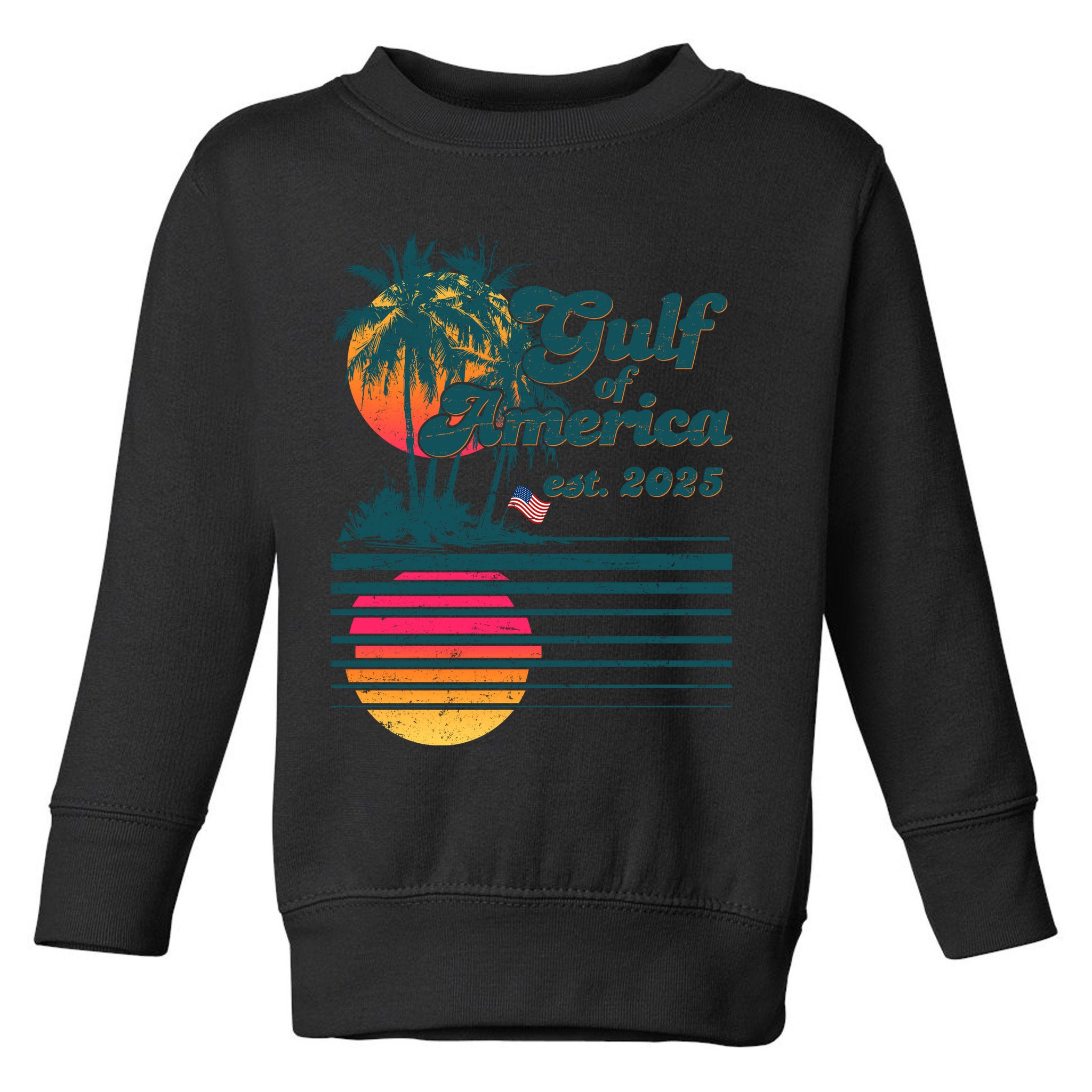 Vintage Tropical Gulf Of America Est 2025 Toddler Sweatshirt