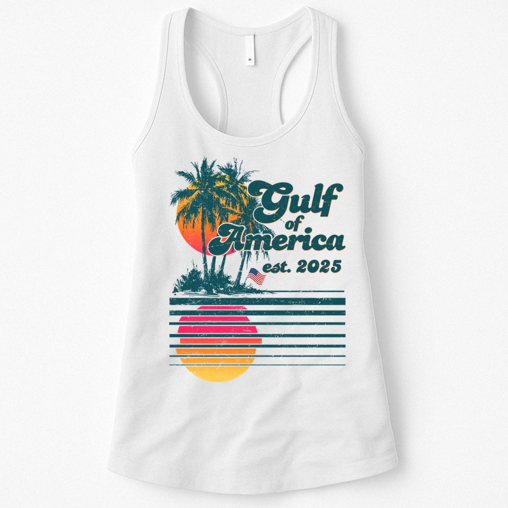 Vintage Tropical Gulf Of America Est 2025 Womens Tank Top