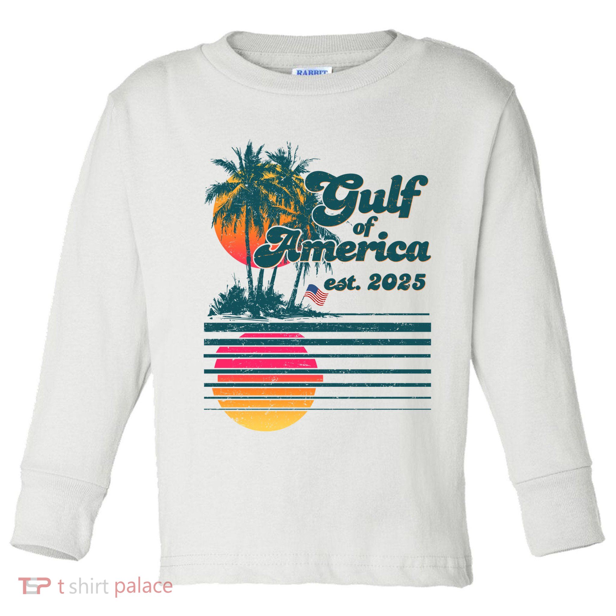 Vintage Tropical Gulf Of America Est 2025 Toddler Long Sleeve Shirt