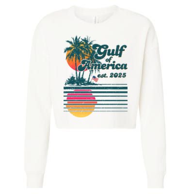 Vintage Tropical Gulf Of America Est 2025 Cropped Pullover Crew