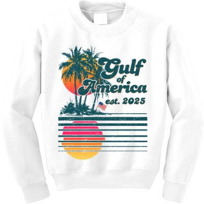 Vintage Tropical Gulf Of America Est 2025 Kids Sweatshirt