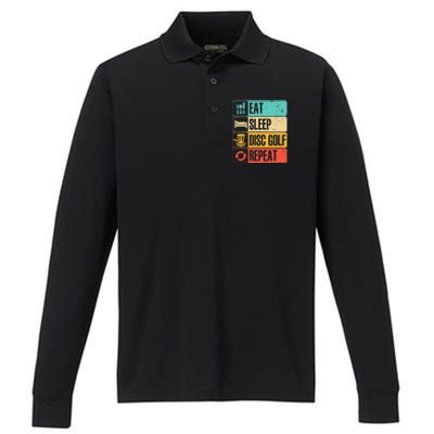 Vintage Team Golf Funny May The Course Be With You Performance Long Sleeve Polo