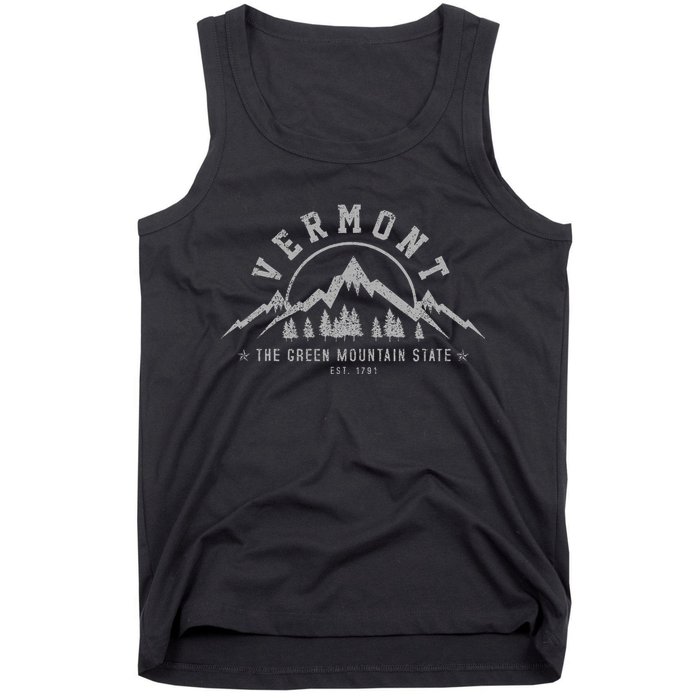 Vermont The Green Mountain State Est. 1791 Vintage Gift Tank Top