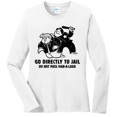 Vintage Trump Go Directly To Jail Ladies Long Sleeve Shirt