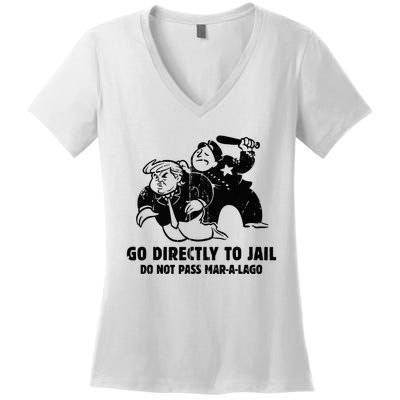 Vintage Trump Go Directly To Jail Women's V-Neck T-Shirt