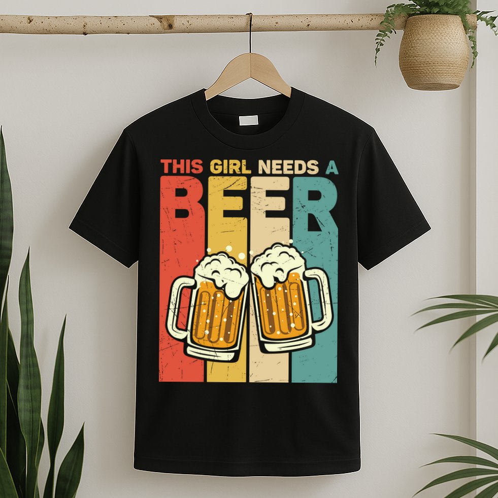 Vintage This Girl Needs A Beer Beer Lover Drinking Team Beer Gift T-Shirt