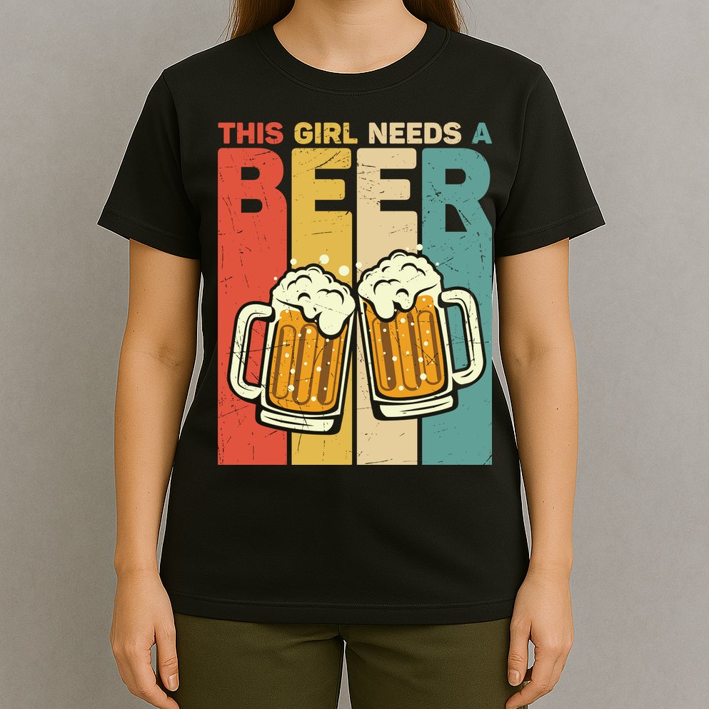 Vintage This Girl Needs A Beer Beer Lover Drinking Team Beer Gift T-Shirt